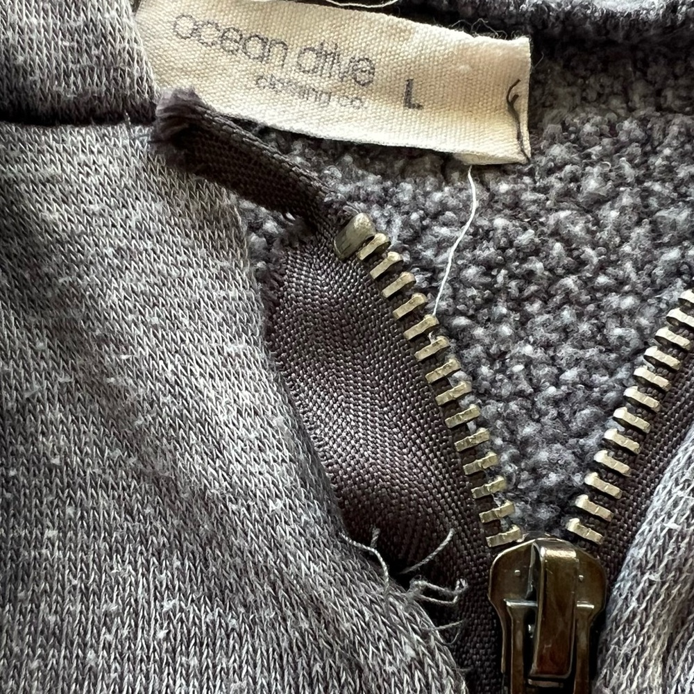 ✅ Ocean Drive Gray Zip-Up Hoodie. Zipper needs sewing - Picture 3 of 9
